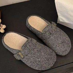 Buckle Decor Round Toe Slippers - Makw Official Site