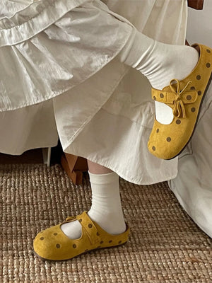 Polka Dot Round Toe Slip-Ons - Makw Official Site