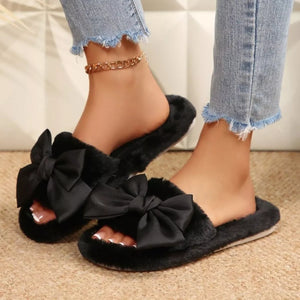 Bow Open Toe Flats Slippers - Makw Official Site