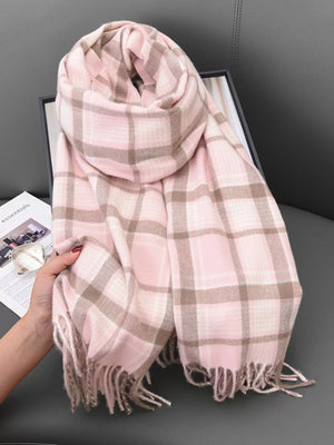 Plaid Tassel Hem Winter Scarf - Makw Official Site