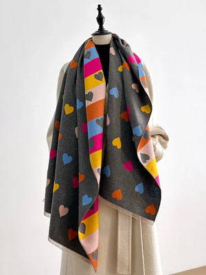 Heart Pattern Warm Scarf - Makw Official Site
