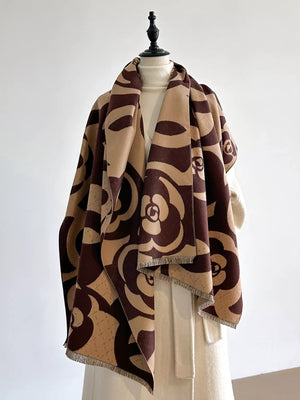 Floral Patterned Warm Scarf - Makw Official Site