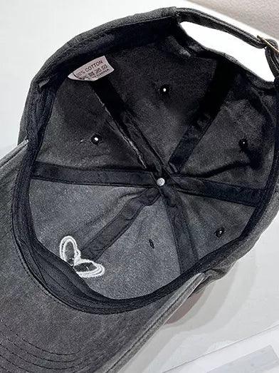 Washed Heart Embroidered Baseball Cap - Makw Official Site