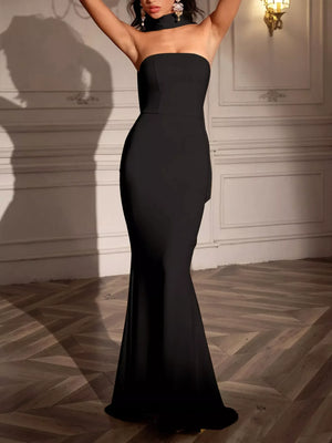 Tube Mermaid Maxi Dress with Scarf Detail - Makw Official Site