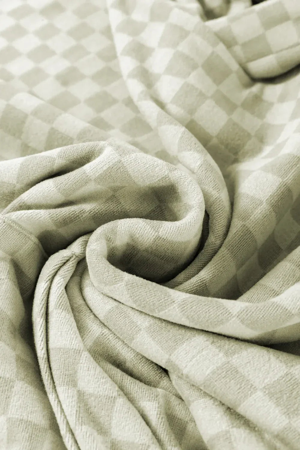 Checkered Print Kangaroo Pocket Drawstring Hoodie - Makw Official Site