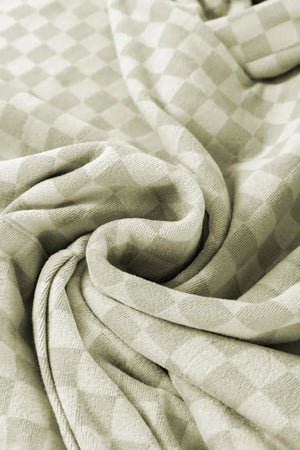 Checkered Print Kangaroo Pocket Drawstring Hoodie - Makw Official Site