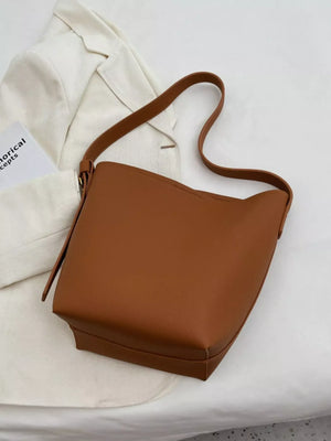 Minimalist PU Leather Shoulder Bag - Makw Official Site