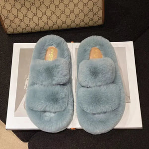 Fuzzy Open Toe Slippers - Makw Official Site