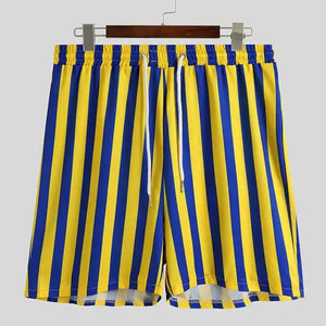 Men's Full Size Striped Button Up Shirt and Shorts Set Plus Size - Makw Official Site