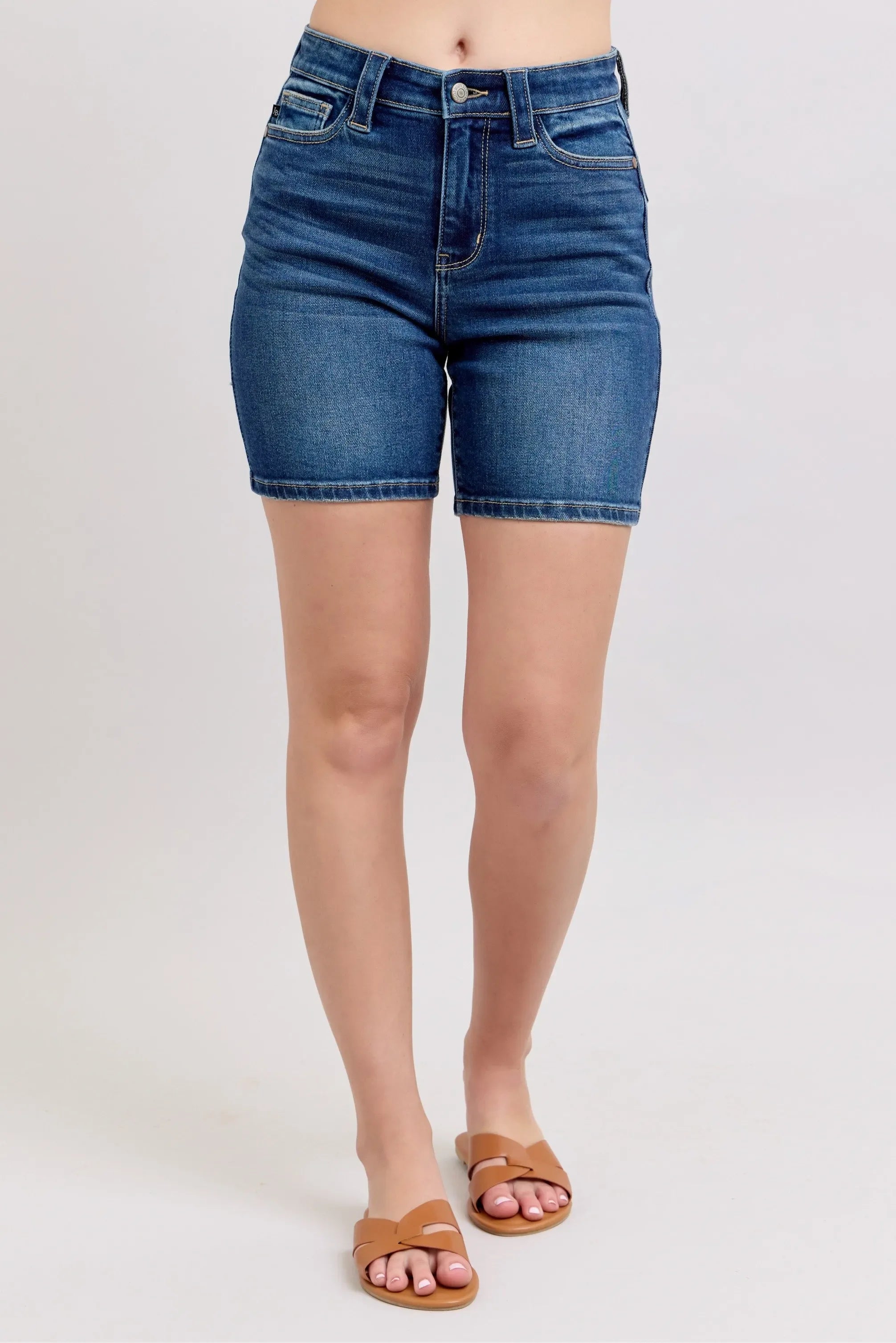 Judy Blue Full Size High Waist Bermudas Jeans W/ Back Flap Pockets Plus Size - Makw Official Site