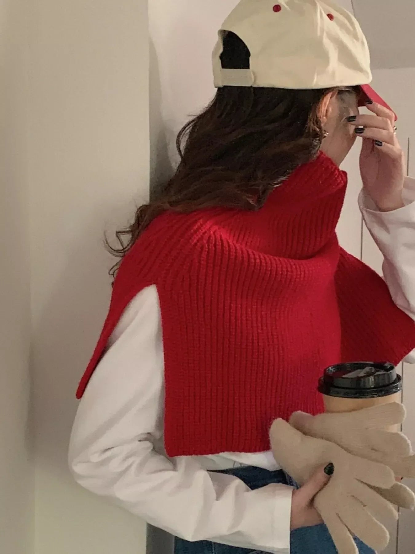 Chunky Knit Slit Scarf - Makw Official Site