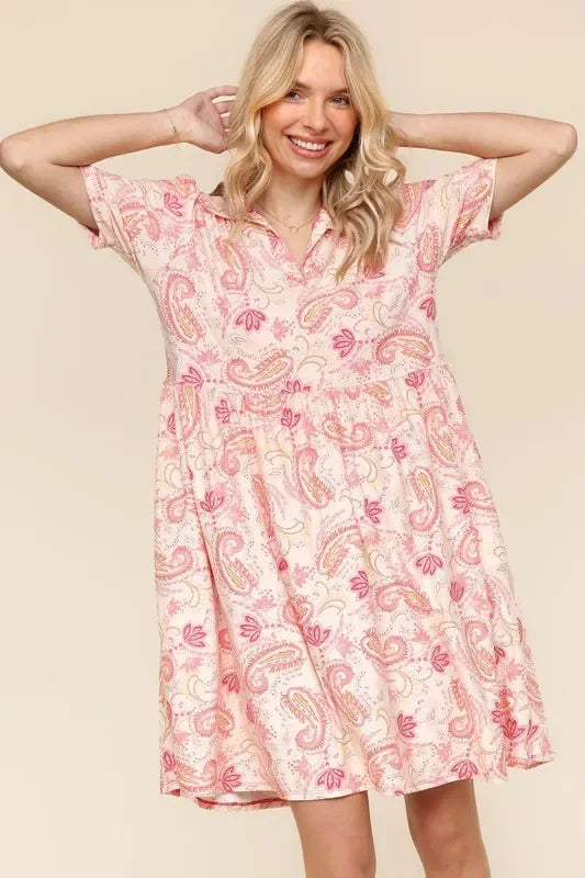 Haptics Fit and Flare Paisley Print Knit Dress - Makw Official Site