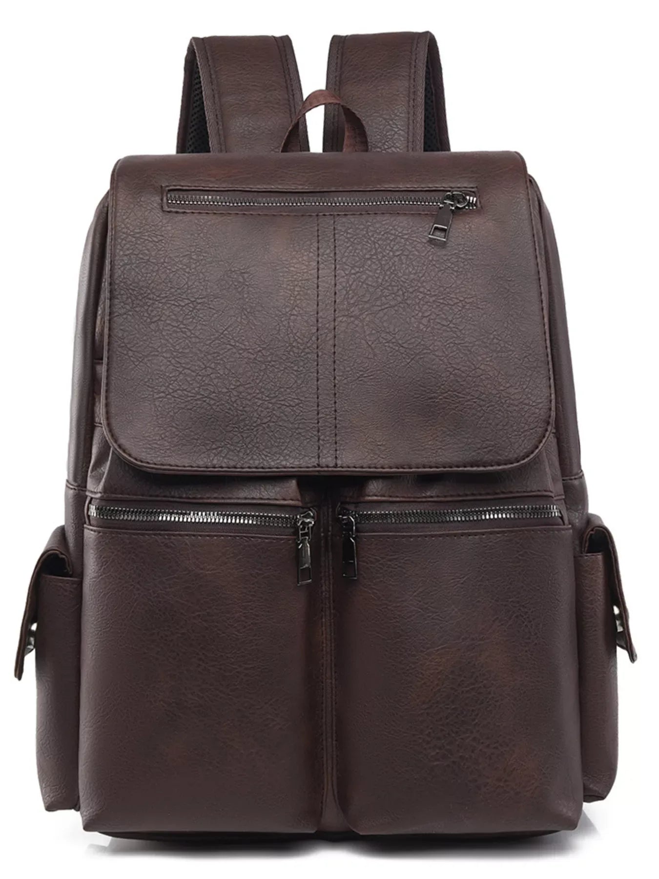 Leather Flapover Backpack Bag - Makw Official Site