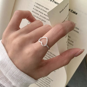 925 Sterling Silver Heart Open Ring - Makw Official Site