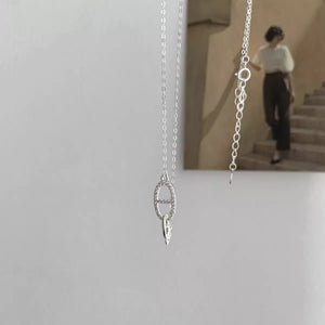 925 Sterling Silver Zircon Geometric Necklace - Makw Official Site