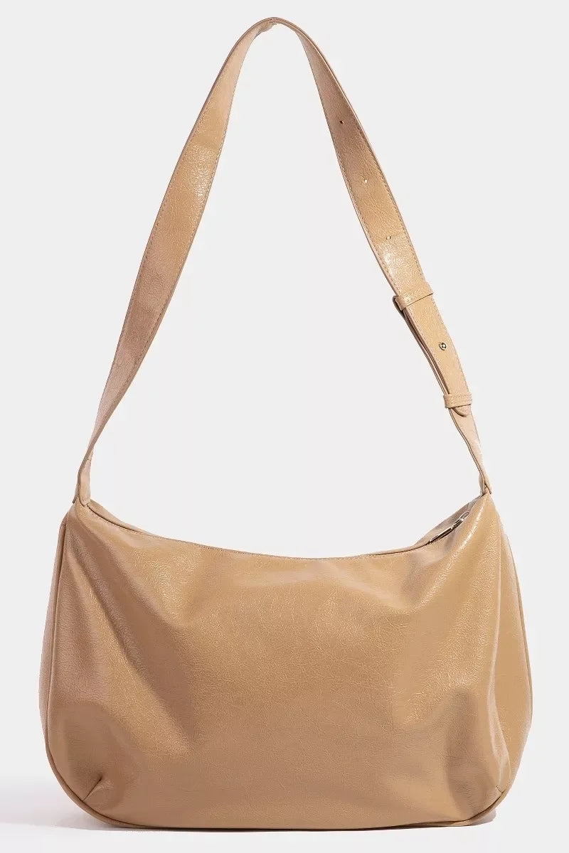 Fame Faux Leather Hobo Crescent Shoulder Bag - Makw Official Site