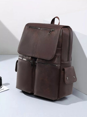 Leather Flapover Backpack Bag - Makw Official Site