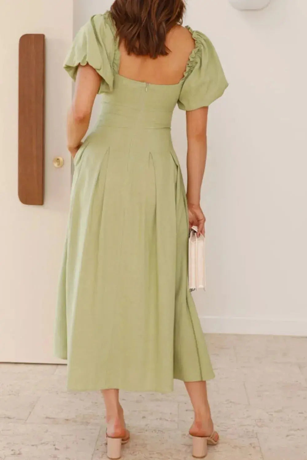 Sweetheart Neck Puff Sleeve Dress - Makw Official Site