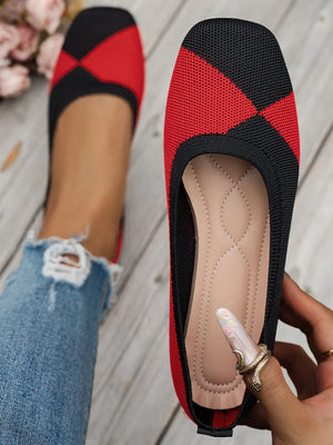 Color Block Knit Slip-On Loafers - Makw Official Site