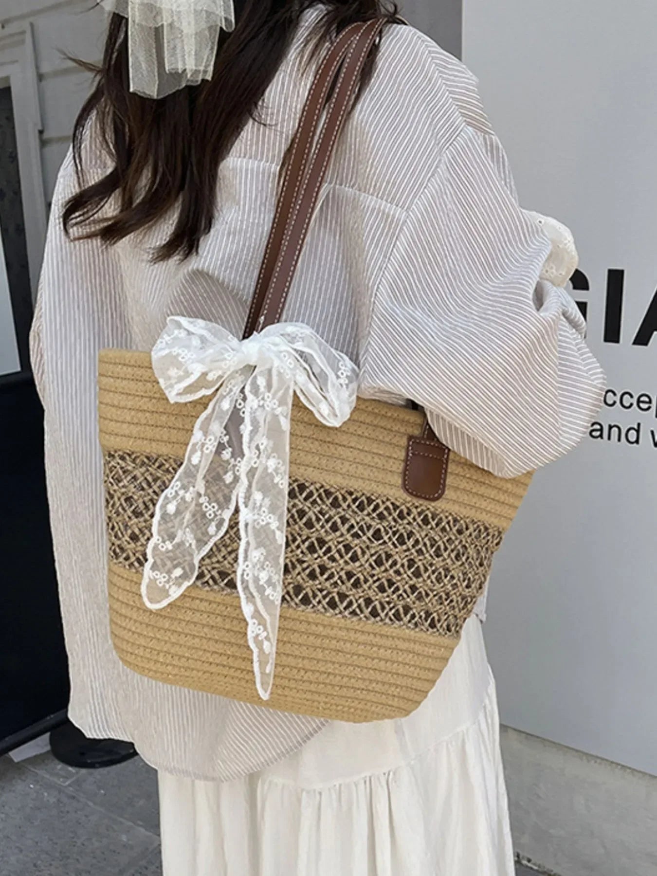 Woven Straw Shoulder Bag - Makw Official Site