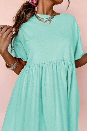 Round Neck Half Sleeve Mini Tee Dress - Makw Official Site