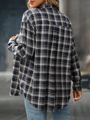 Plaid Button-Down Oversized Shirt - Makw Official Site