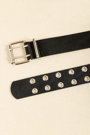 PU Leather Two Row Eyelet Belt - Makw Official Site