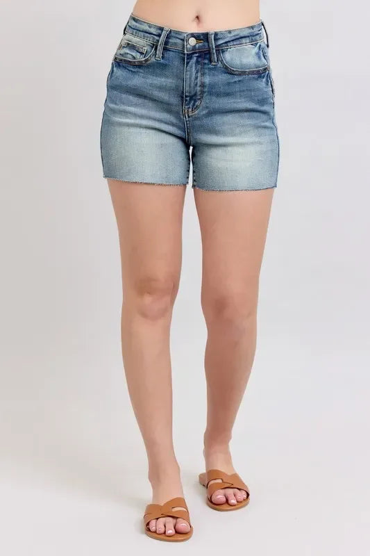 Judy Blue Full Size High Waist Star Seam Detail Denim Shorts Plus Size - Makw Official Site