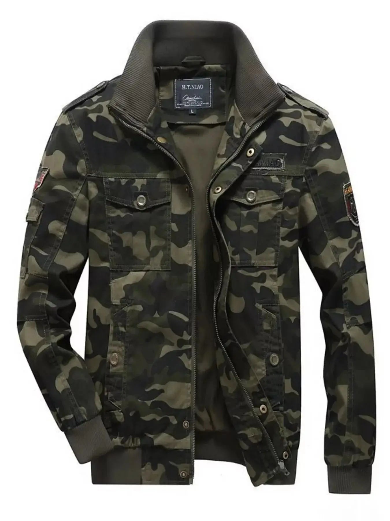 Men's Plus Size Camouflage Zip Up Jacket - Makw Official Site