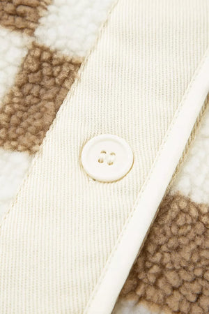 Checkered Sherpa Oversized Button Up Jacket - Makw Official Site