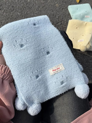 Cat Paw Pom-Pom Knitted Scarf - Makw Official Site