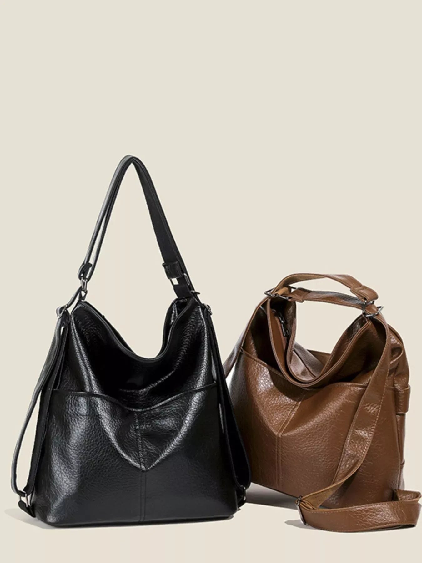 Leather Convertible Shoulder Bag - Makw Official Site