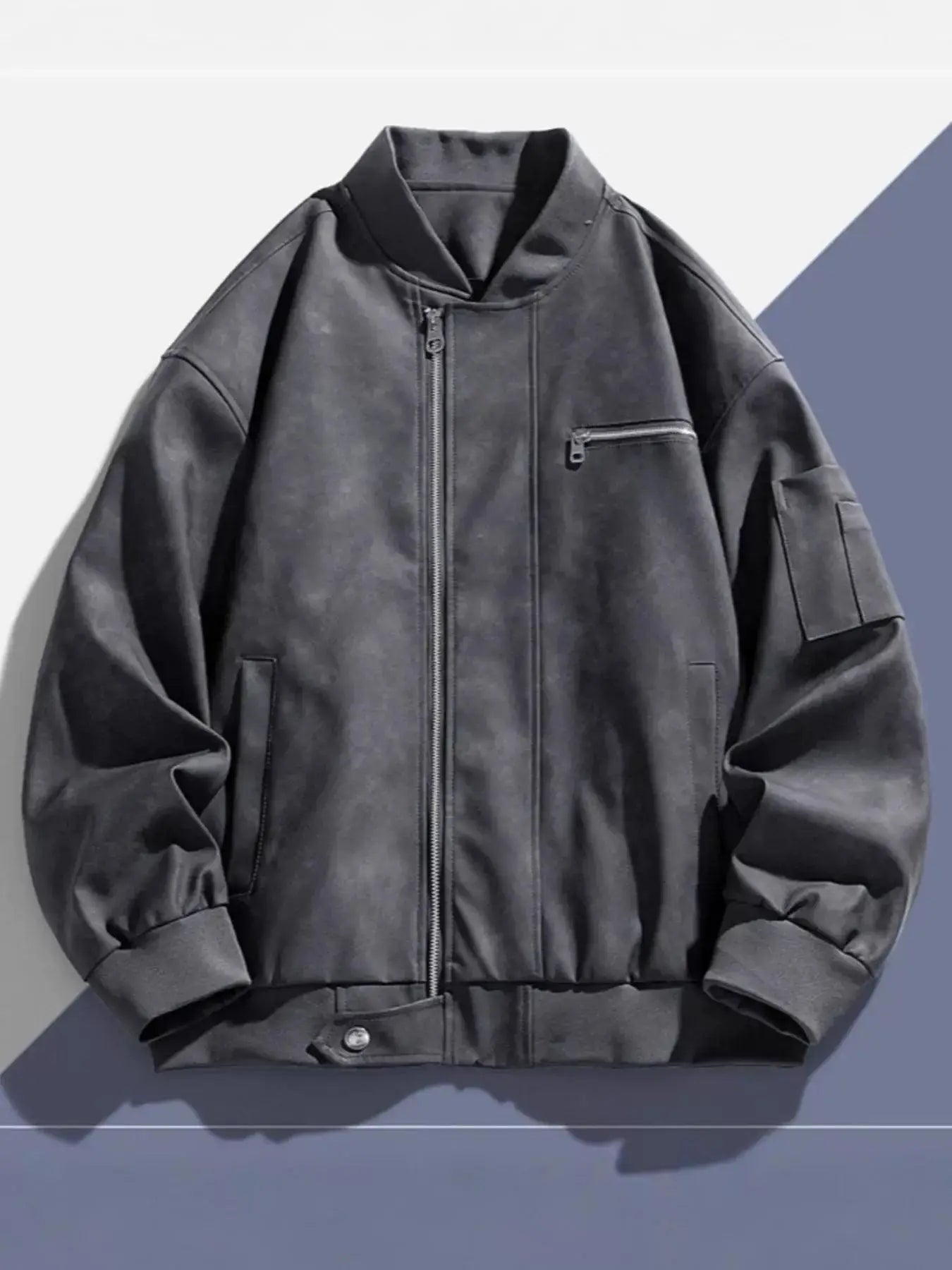 Men's Plus Size Zip Up Bomber Jacket - Makw Official Site