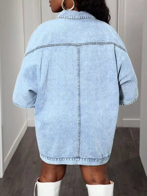 Oversized Batwing Sleeve Denim Top - Makw Official Site