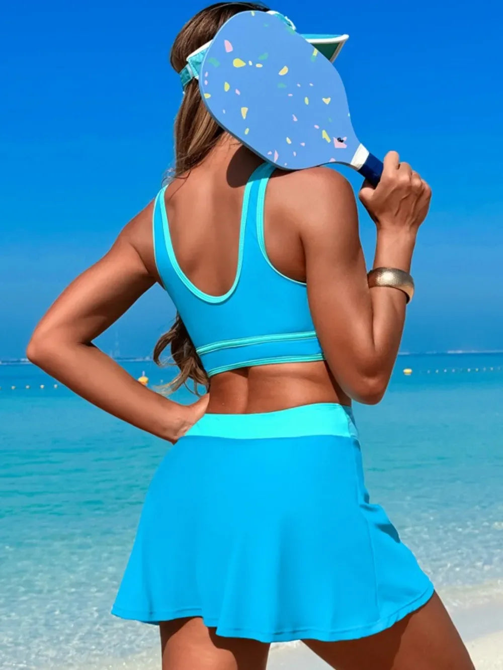Scoop Neck Top and Skort Swim Set - Makw Official Site