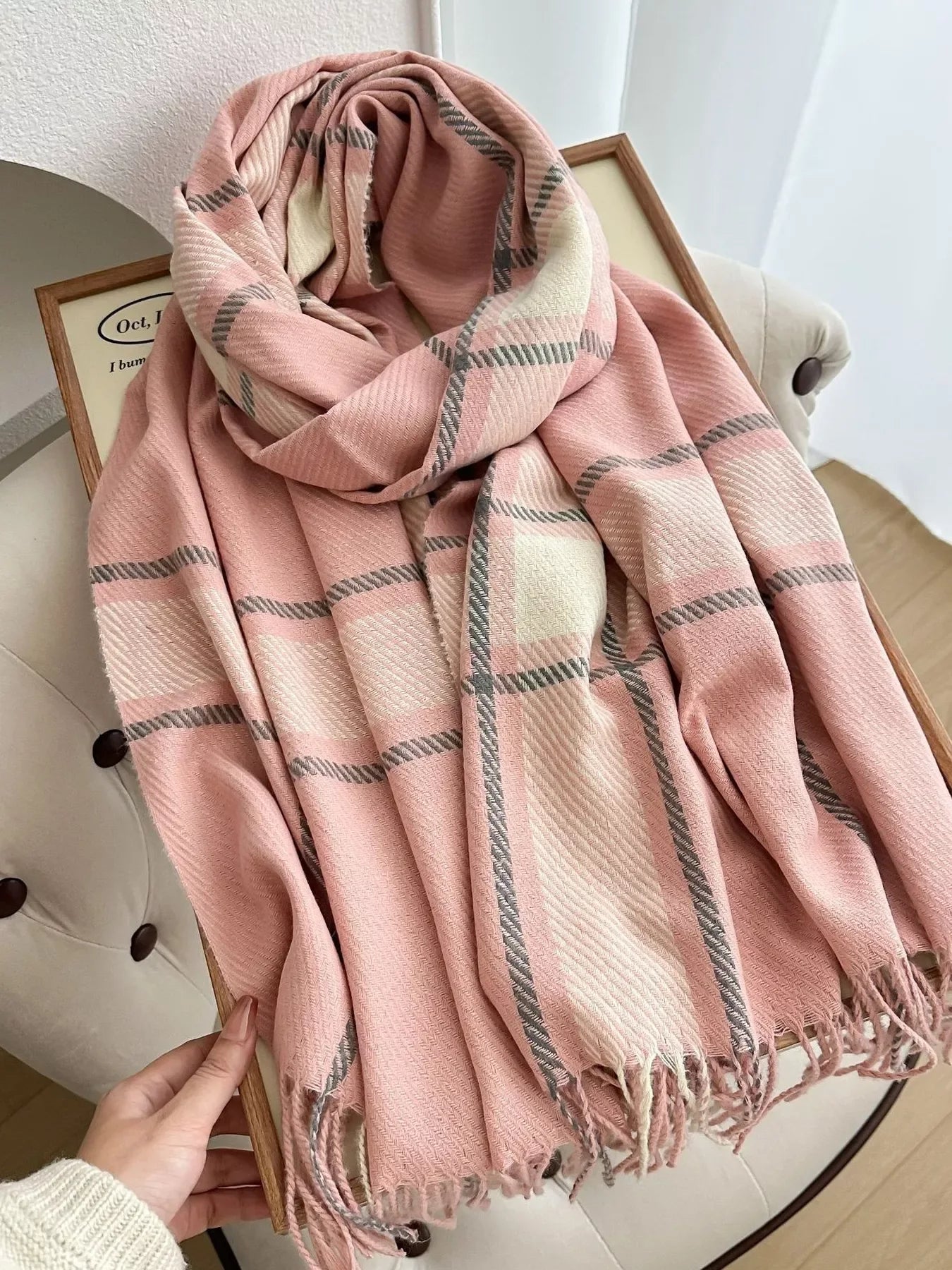 Classic Plaid Pattern Tassel Winter Scarf - Makw Official Site