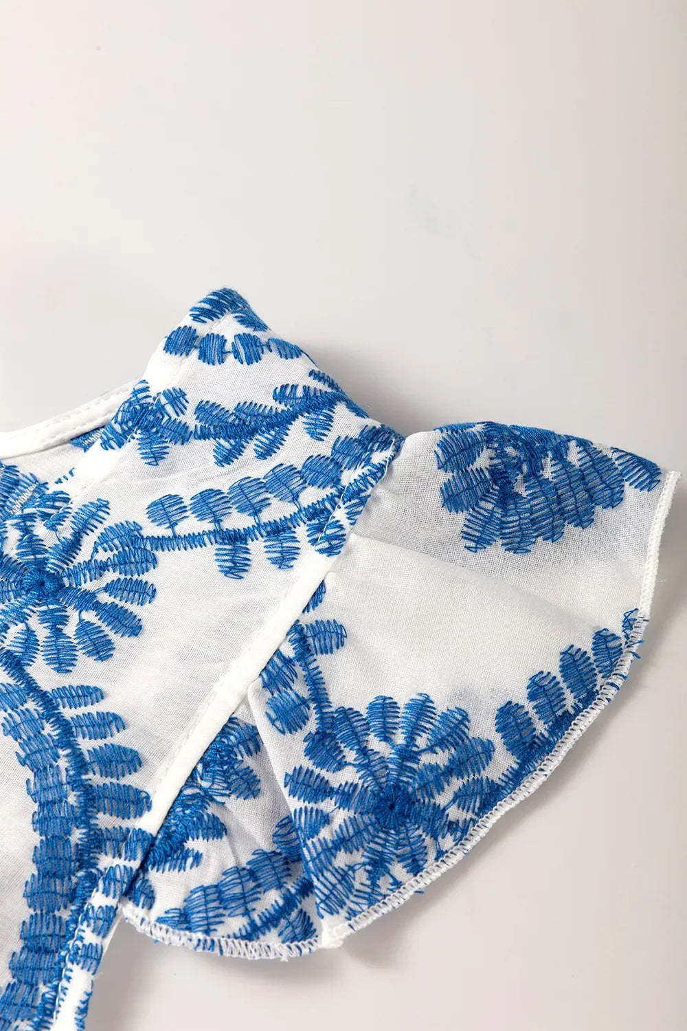 Boho Print Ruffled Cap Sleeve Crew Neck Blouse - Makw Official Site