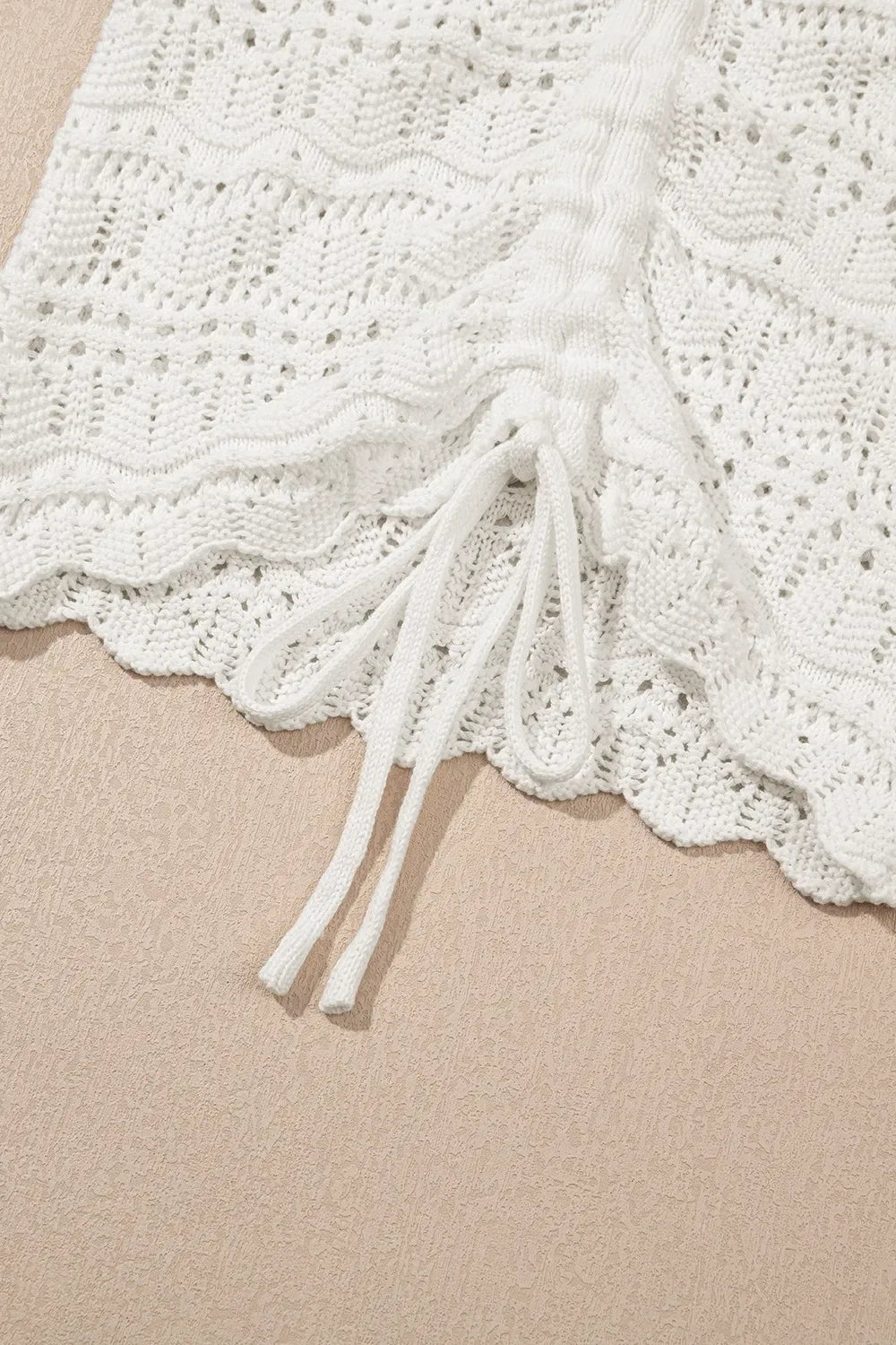 Hollowed Knit V Neck Drawstring Sweater Vest - Makw Official Site