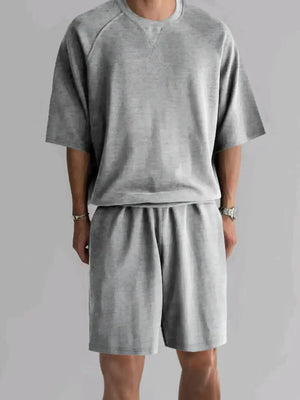 Men's Full Size Round Neck Top and Shorts Set Plus Size - Makw Official Site