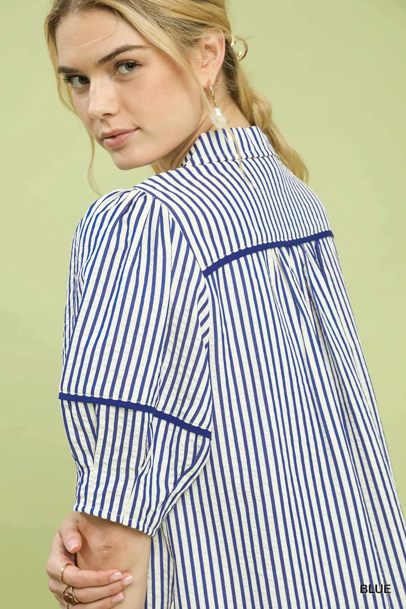 Umgee Stripe Collared Shift Dress - Makw Official Site