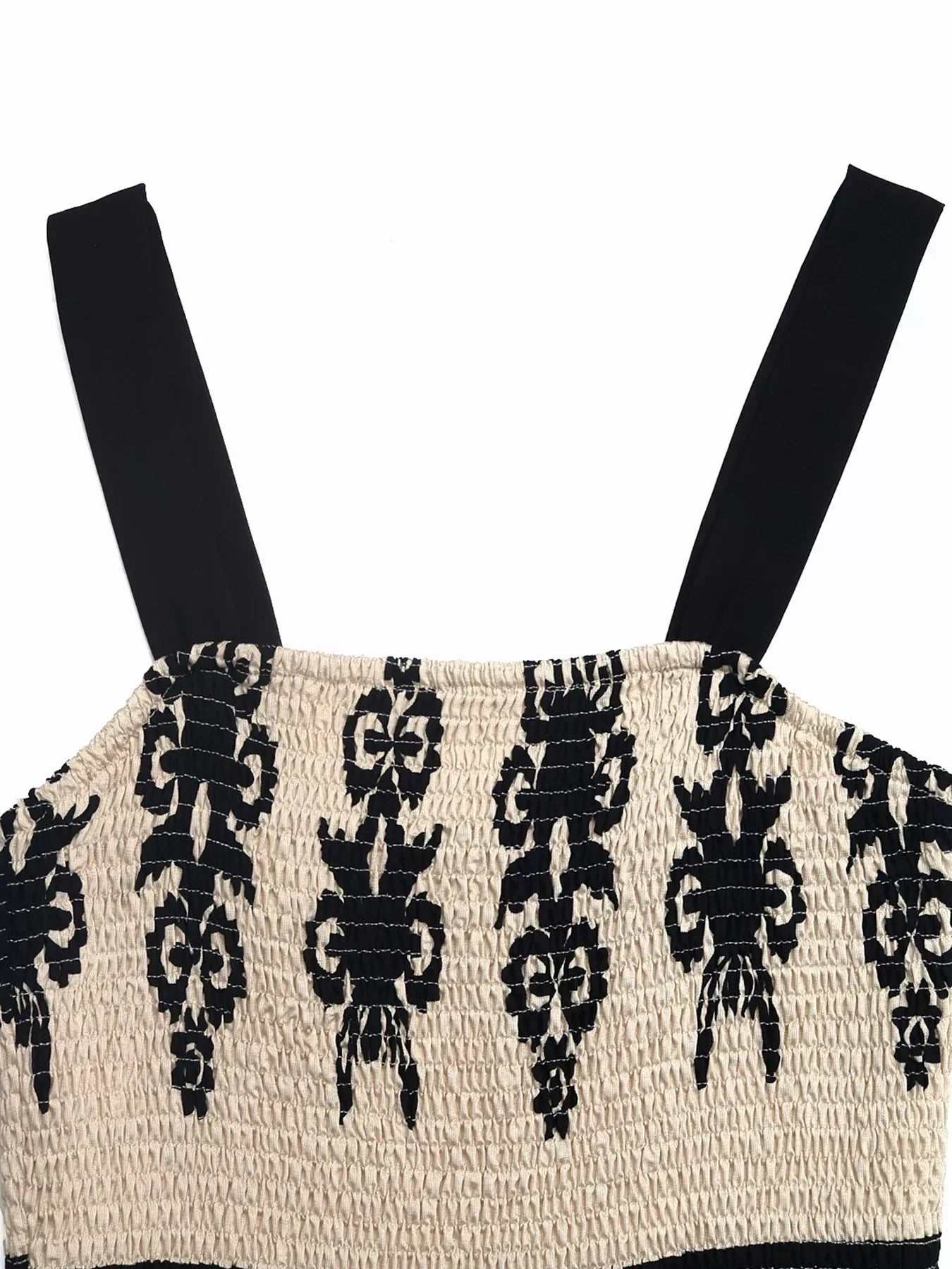 Smocked Wide Strap Tiered Dress - Makw Official Site