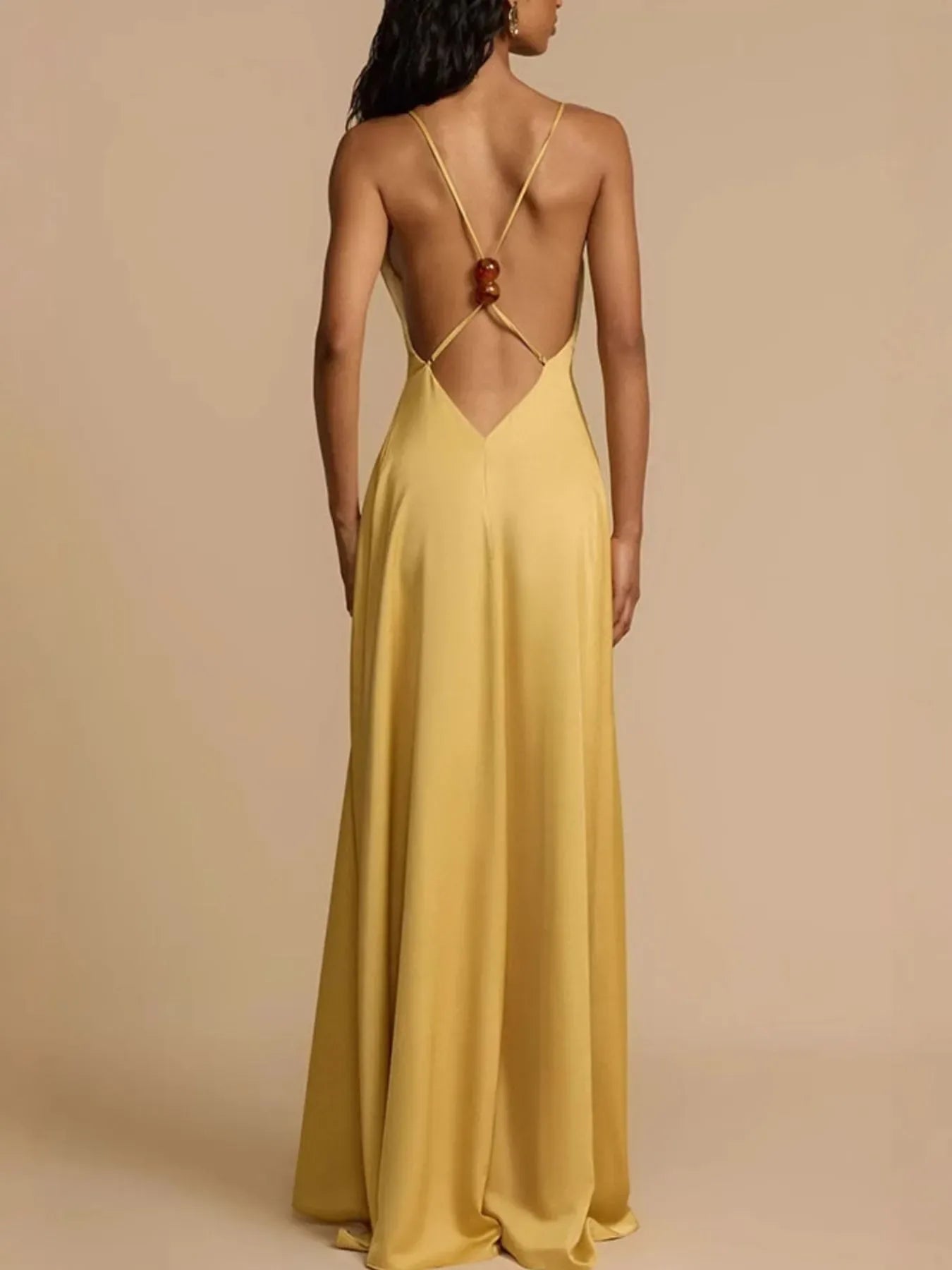 Deep V-Neck Maxi Dress - Makw Official Site