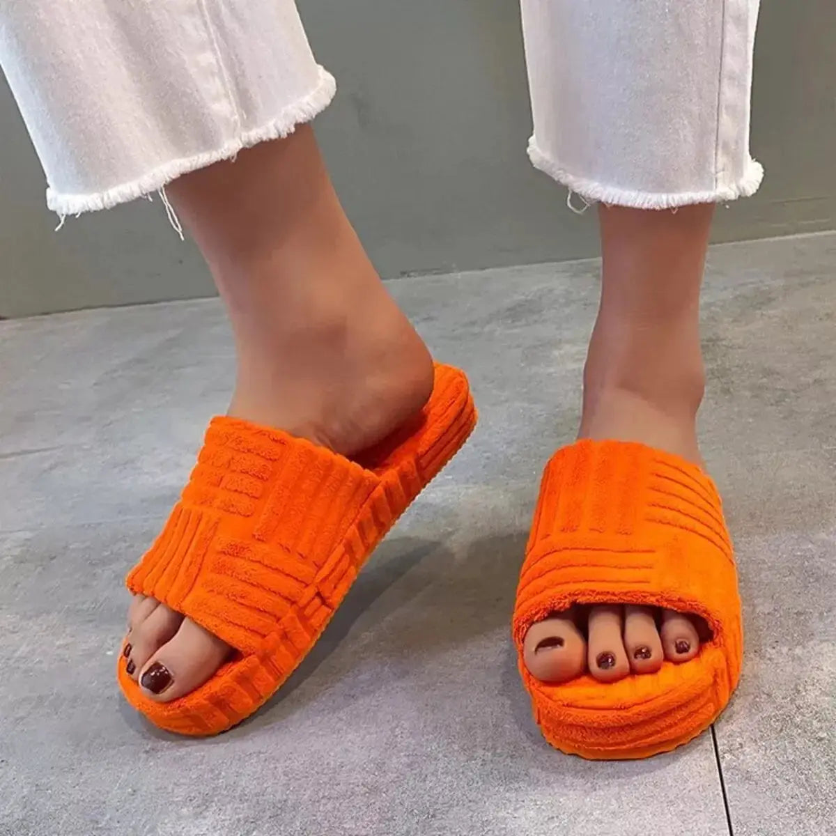 Open Toe Platform Slippers - Makw Official Site