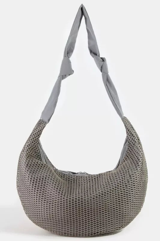 Fame Textured Mesh Knot Shoulder Bag - Makw Official Site