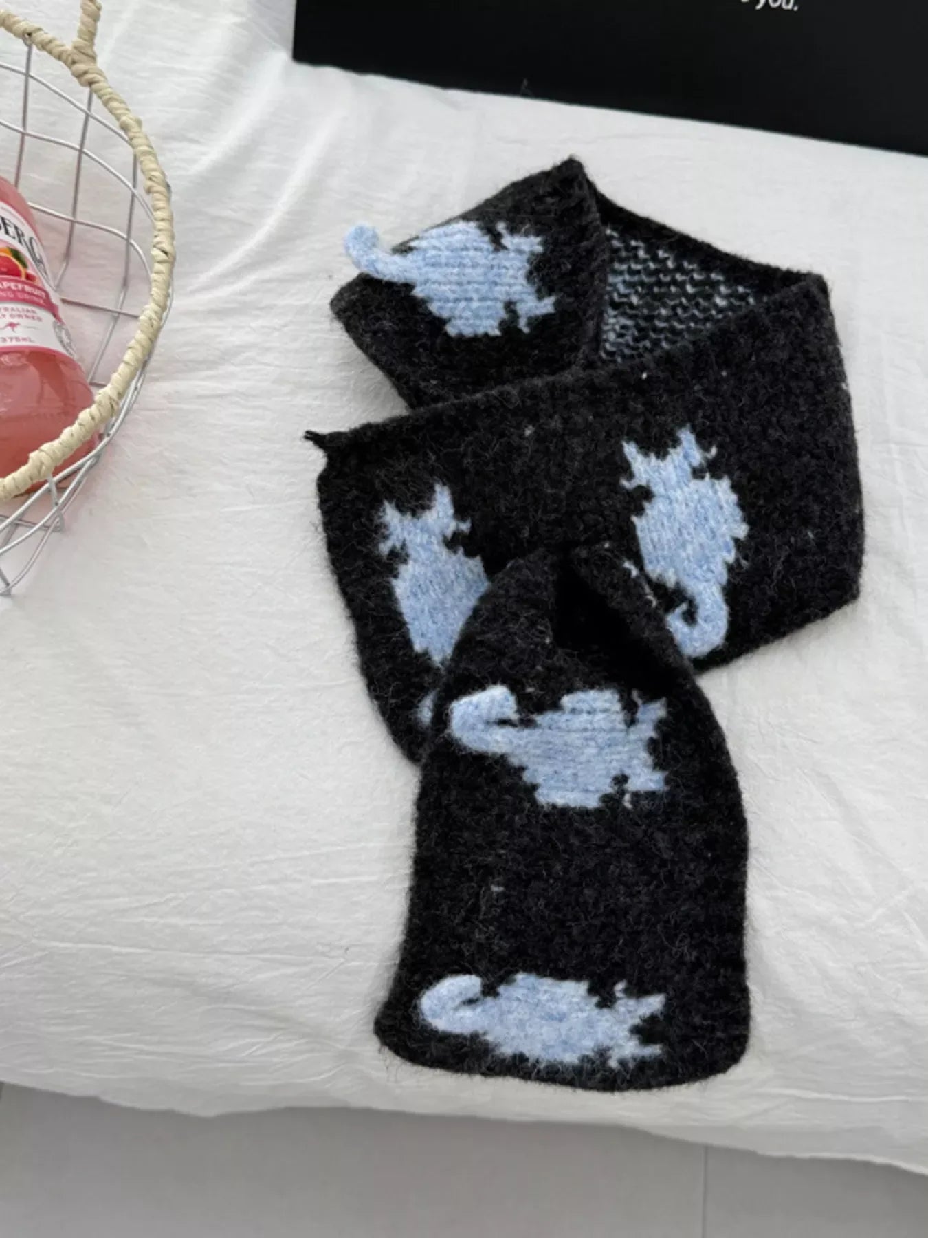 Knitted Contrast Pattern Warm Scarf - Makw Official Site