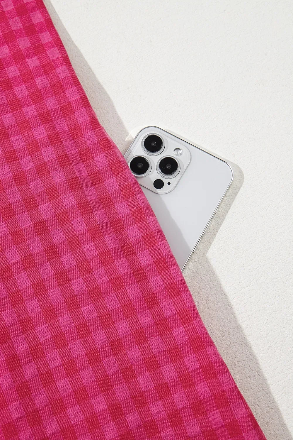 Gingham Check Bubble Sleeve Ruffled Maxi Dress - Makw Official Site