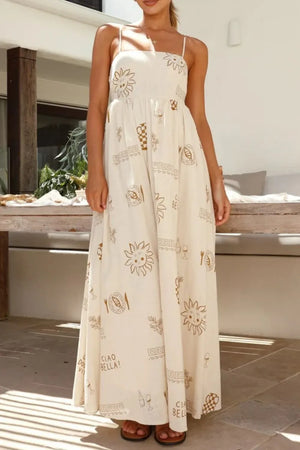 Printed Square Neck Maxi Cami Dress - Makw Official Site
