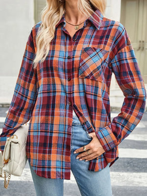 Plaid Button Up Long Sleeve Shirt - Makw Official Site