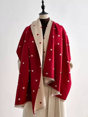 Heart Raw Hem Scarf - Makw Official Site