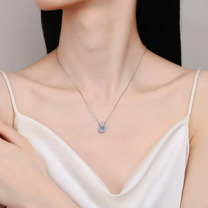 1 Carat Moissanite Rabbit Ears Shape Pendant Necklace - Makw Official Site